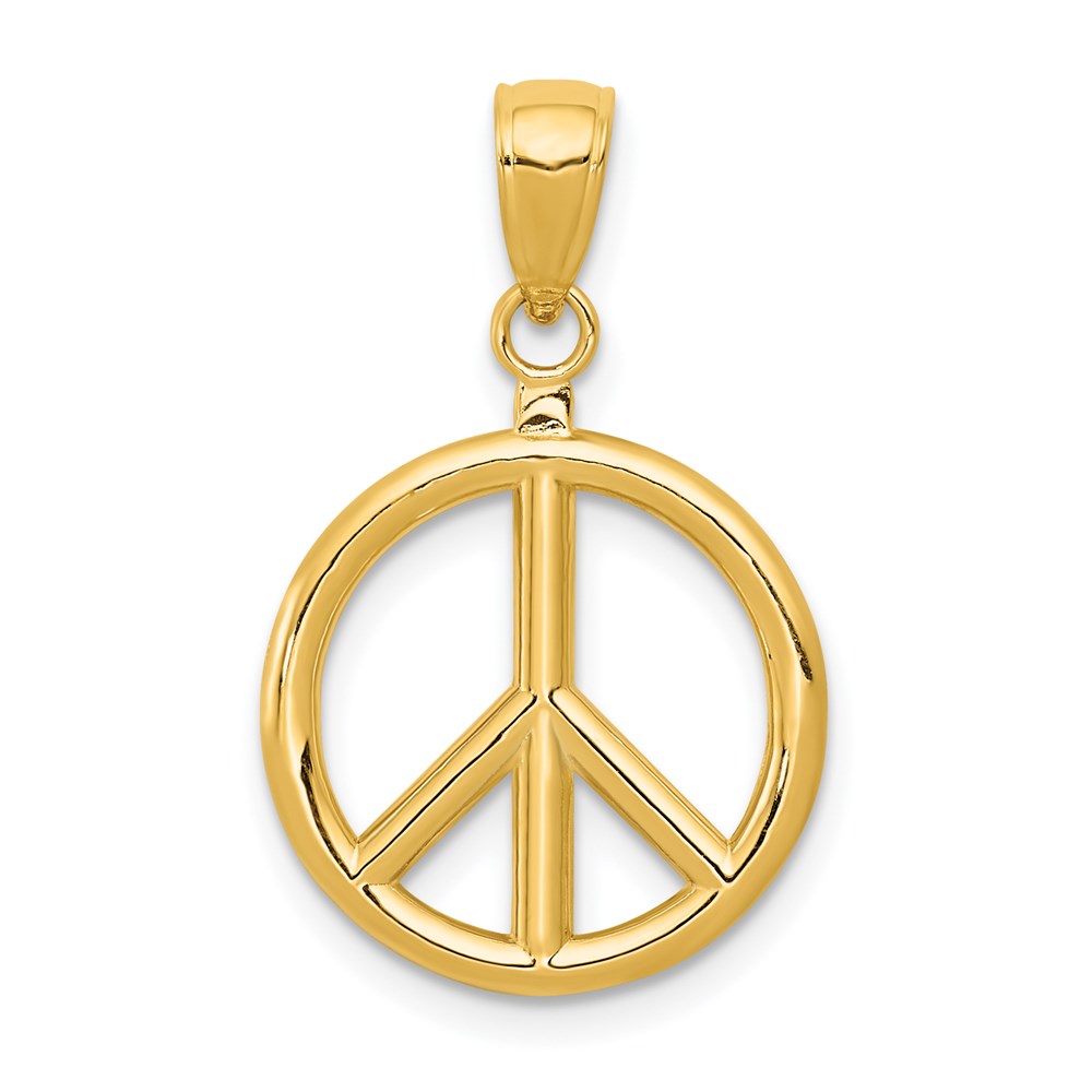 14k Yellow Gold 20 mm 3D Polished Peace Sign Charm (1.42 grams)