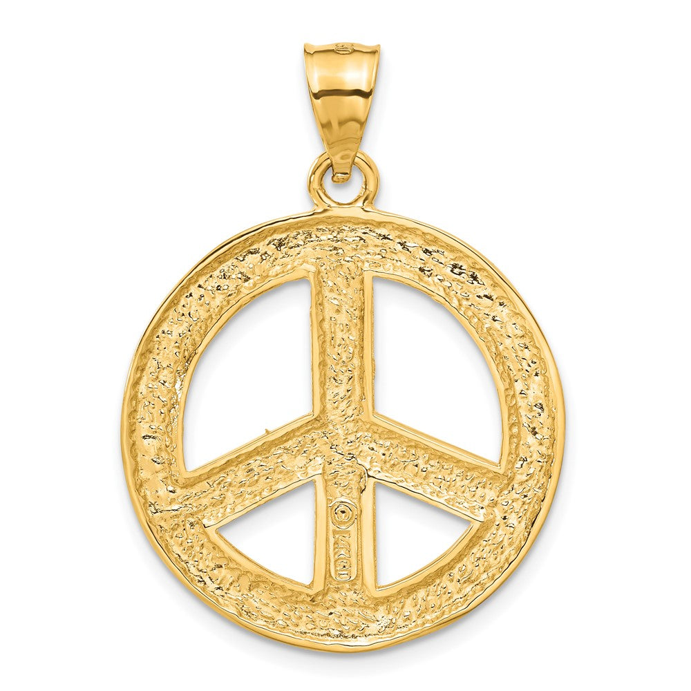 14k Yellow Gold 25 mm Solid Polished Peace Sign Pendant (4.03 grams)