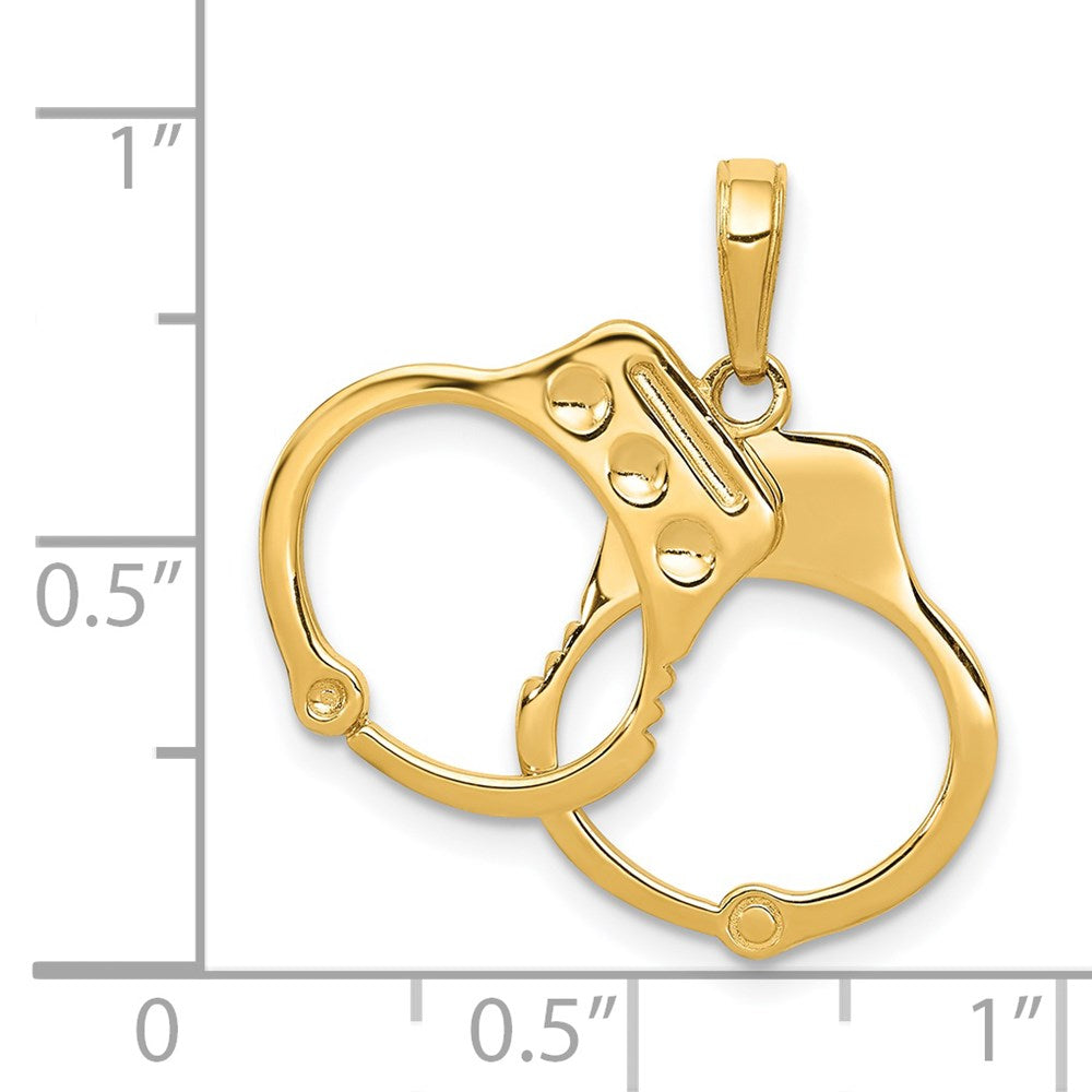 14k Yellow Gold 20 mm 2-Piece Handcuffs Charm (1.82 grams)