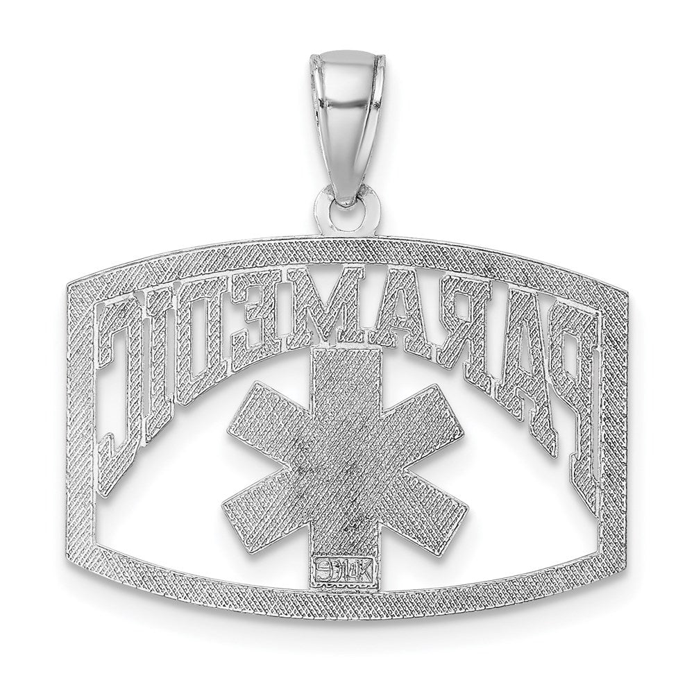14k White Gold 24.5 mm  Cut-Out PARAMEDIC Charm (1.58 grams)
