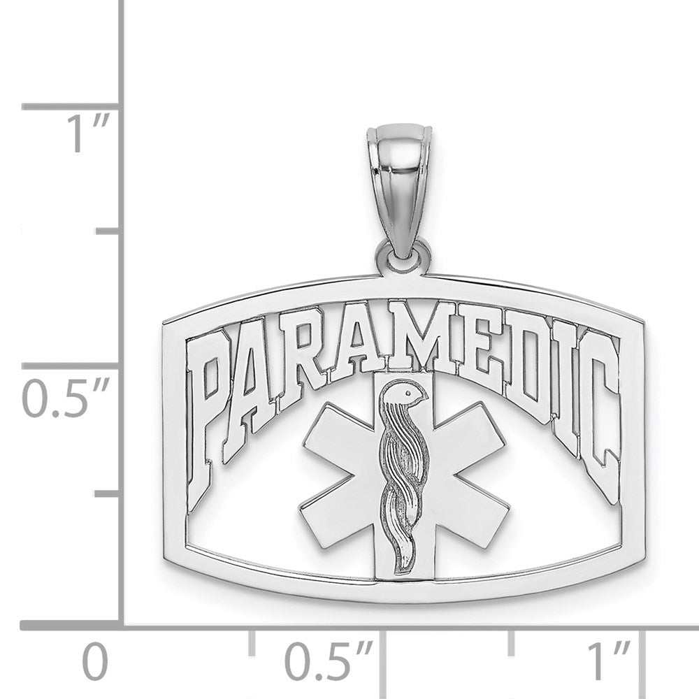 14k White Gold 24.5 mm  Cut-Out PARAMEDIC Charm (1.58 grams)