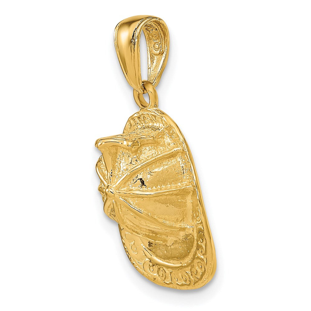 14k Yellow Gold 12 mm 3-D Firefighter Hat Pendant (3.35 grams)