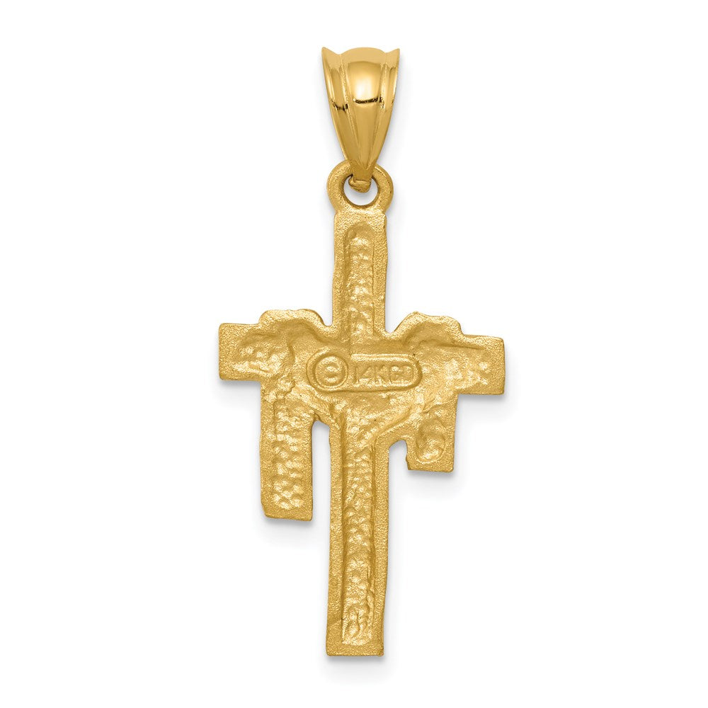 14k Yellow Gold 13 mm Satin Draped Cross Pendant (1.74 grams)