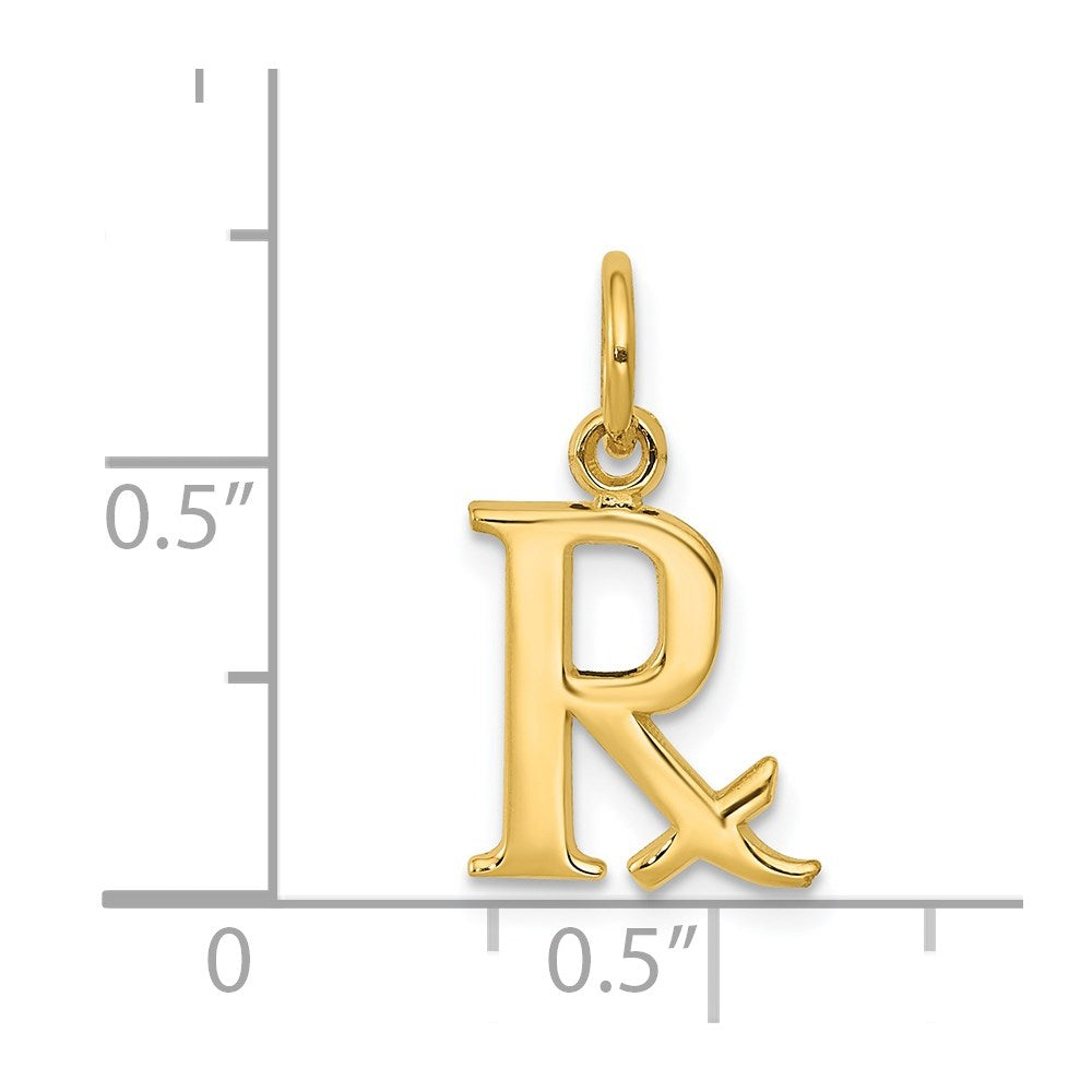 14k Yellow Gold 10 mm Prescription Symbol RX Charm (0.63 grams)