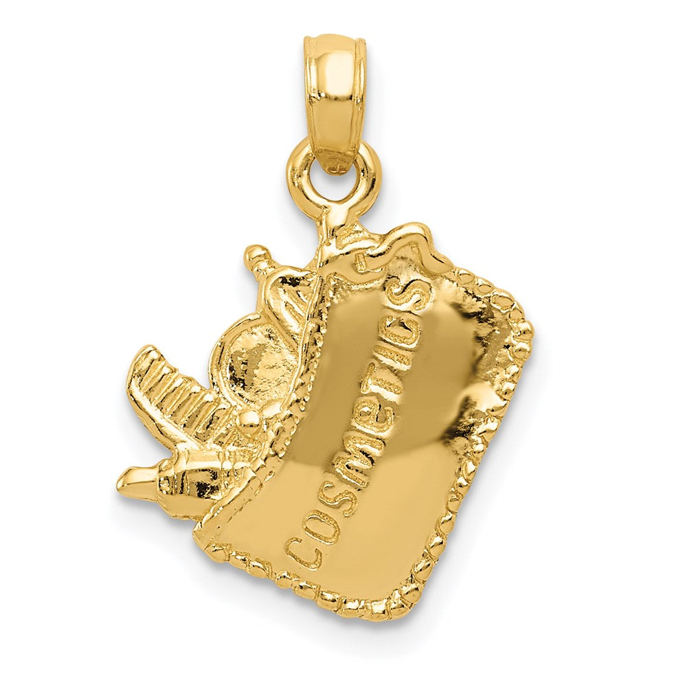 14k Yellow Gold 15 mm Satin 3-D Cosmetic Pouch Pendant (2.47 grams)