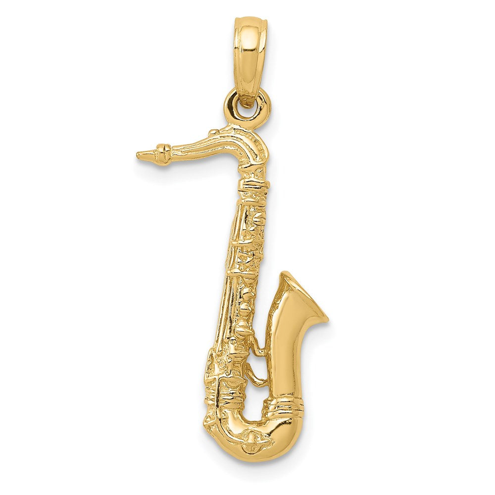 14k Yellow Gold 7 mm Solid Polished 3-D Saxophone Charm (2.03 grams)