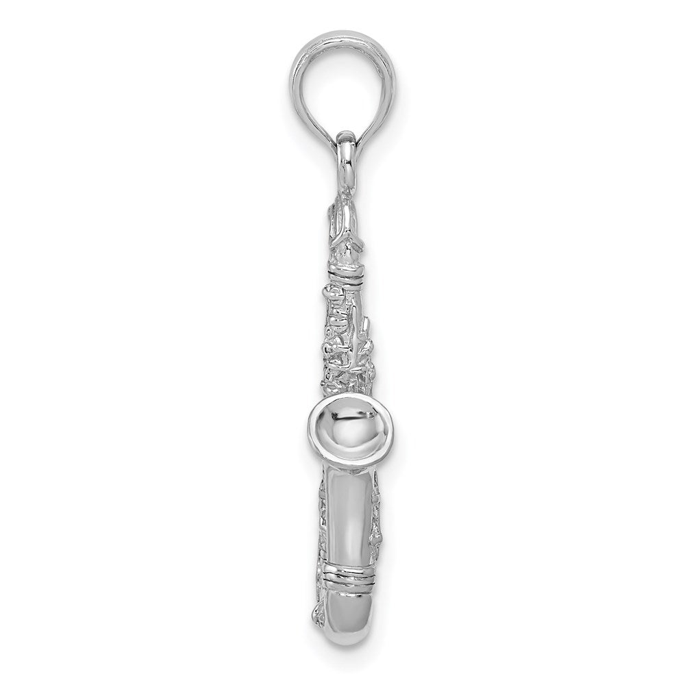 14k White Gold 7.45 mm  Solid Polished 3-D Saxophone Charm (2.16 grams)