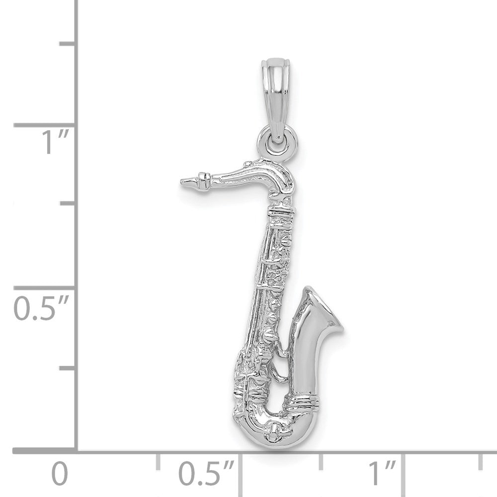 14k White Gold 7.45 mm  Solid Polished 3-D Saxophone Charm (2.16 grams)