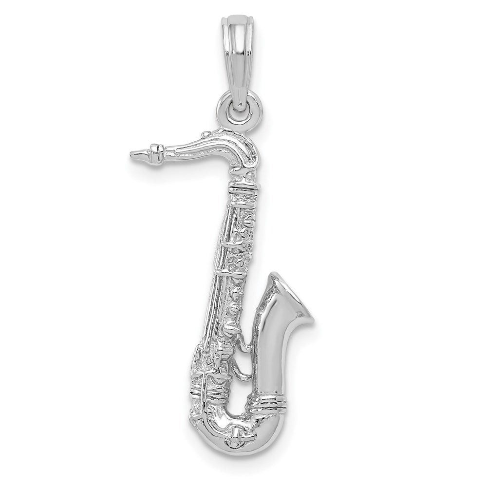 14k White Gold 7.45 mm  Solid Polished 3-D Saxophone Charm (2.16 grams)