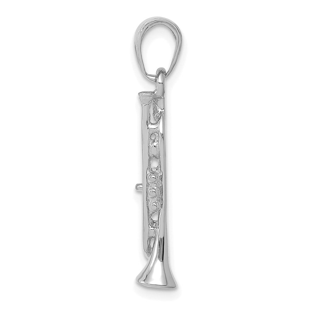 14k White Gold 8.8 mm  Solid Polished 3-D Trumpet Pendant (1.49 grams)