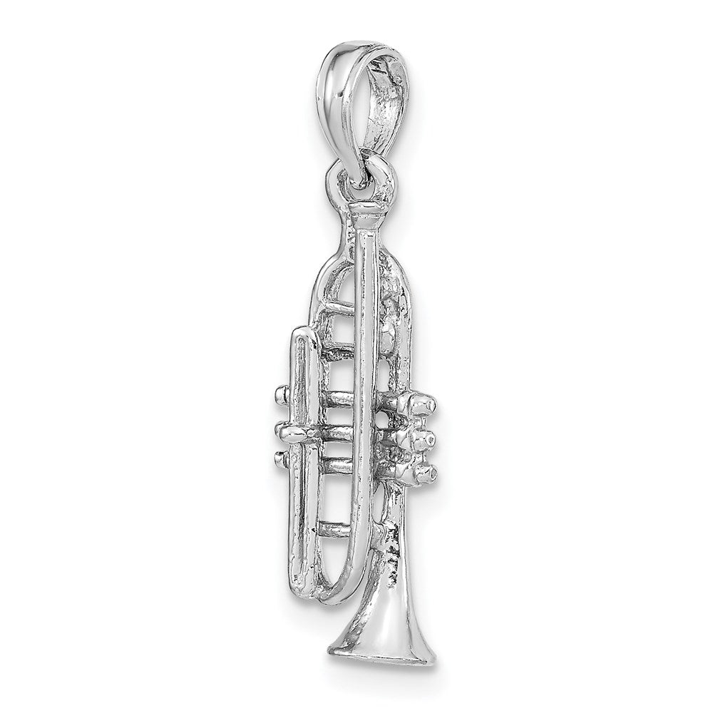 14k White Gold 8.8 mm  Solid Polished 3-D Trumpet Pendant (1.49 grams)