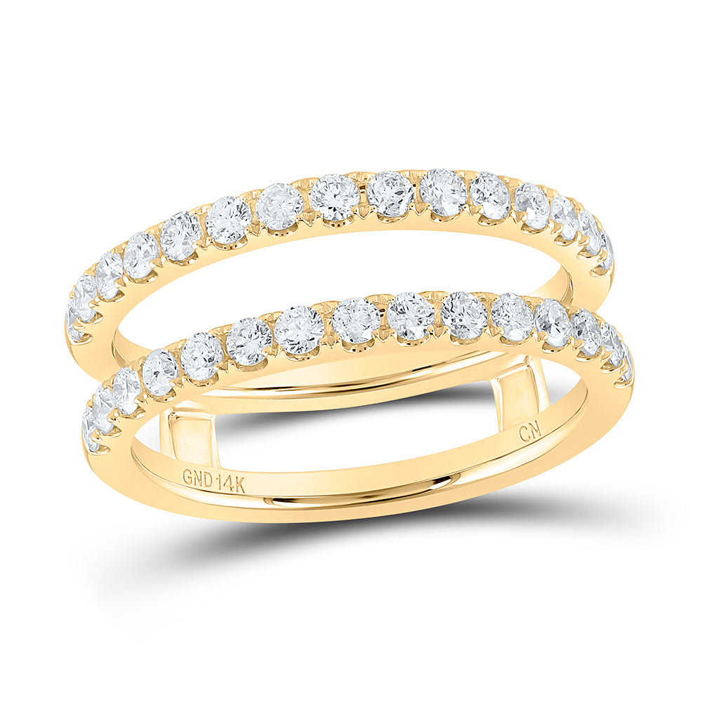 14K Yellow Gold Round Diamond Wrap Ring Guard Enhancer 3/4 Cttw (4.69 grams)