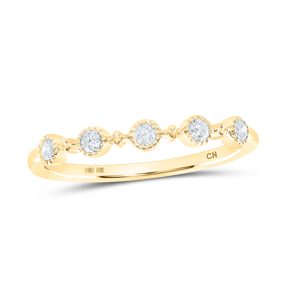 Gold Dot Stackable Band Ring 1/6 Cttw Round Natural Diamond Womens (1.27 grams)