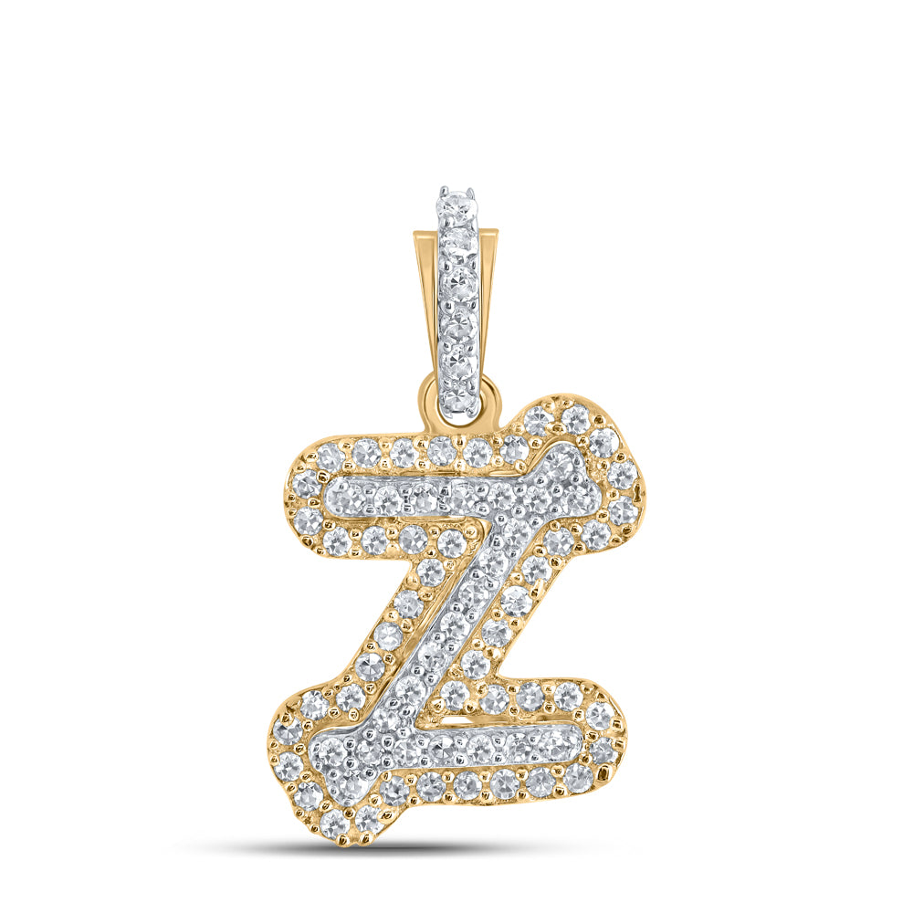 Gold Z Initial Letter Pendant 1/5 Cttw Round Natural Diamond Womens (1.23 grams)