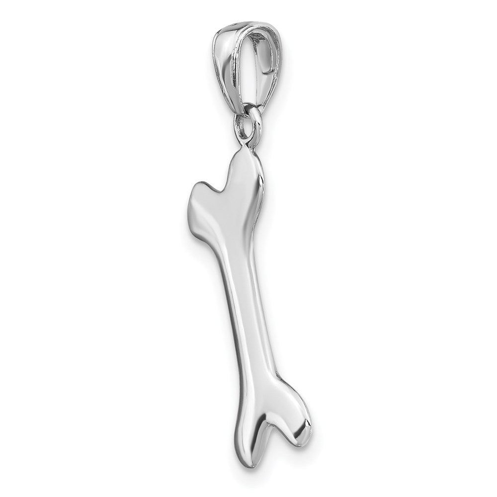 14k White Gold 19 mm Solid Polished Dog Bone Charm (1.57 grams)