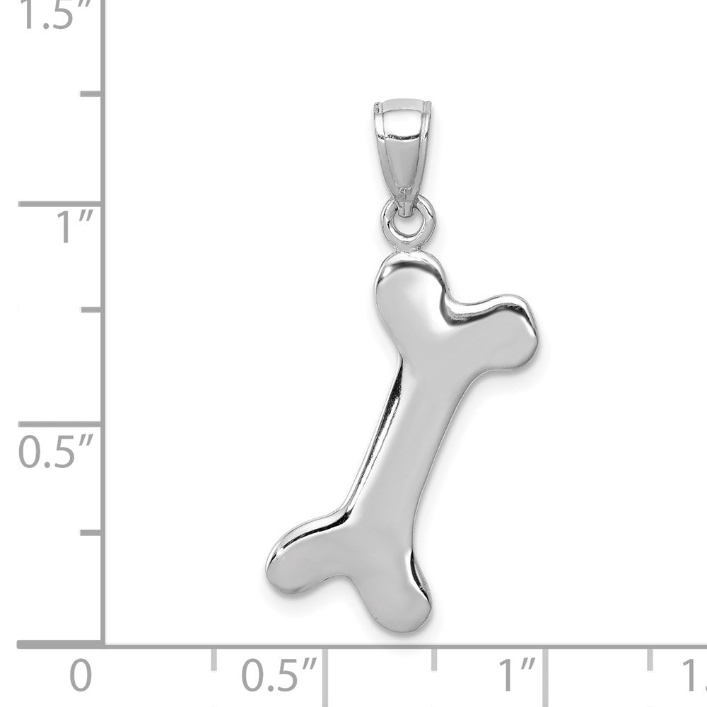 14k White Gold 19 mm Solid Polished Dog Bone Charm (1.57 grams)