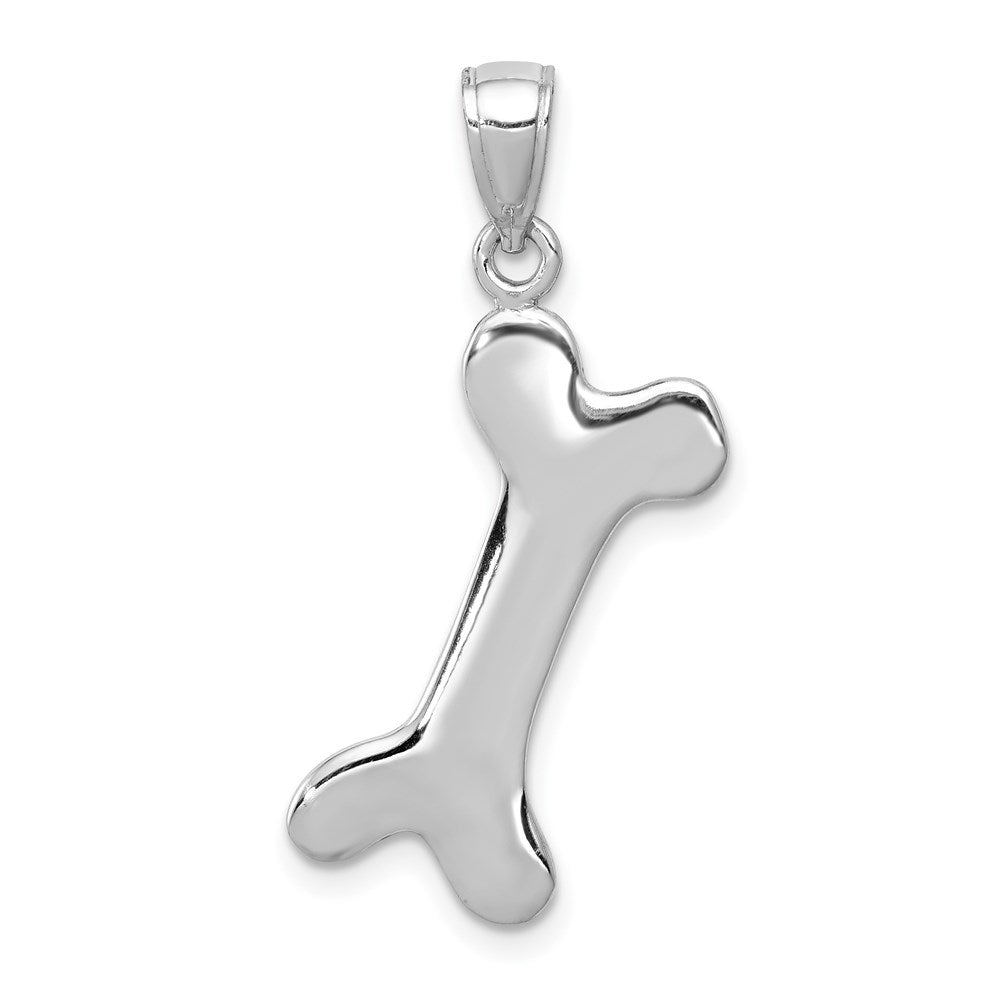 14k White Gold 19 mm Solid Polished Dog Bone Charm (1.57 grams)
