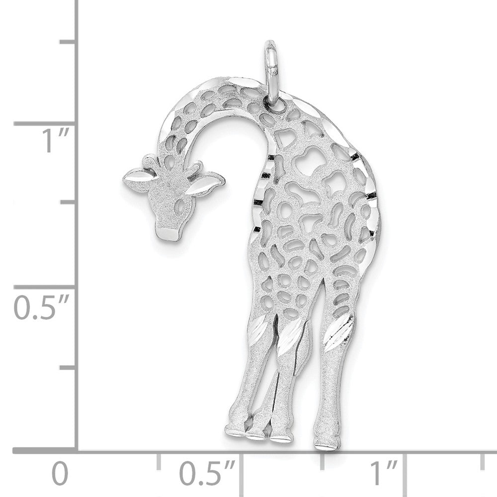 14k White Gold 20 mm Solid Satin Diamond-cut Flat-Backed Giraffe Charm (2 grams)