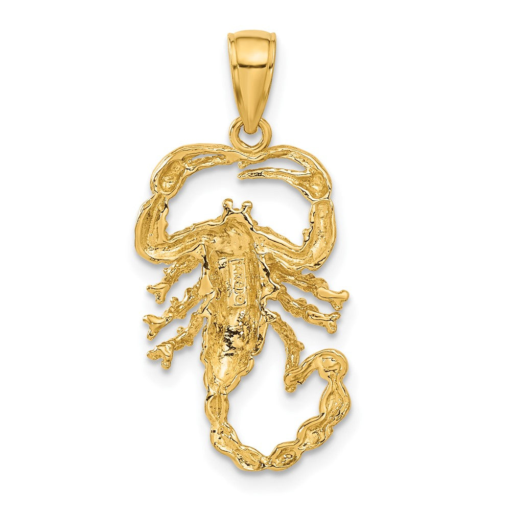 14k Yellow Gold 14 mm Solid Polished Open-Backed Scorpion Pendant (2.04 grams)
