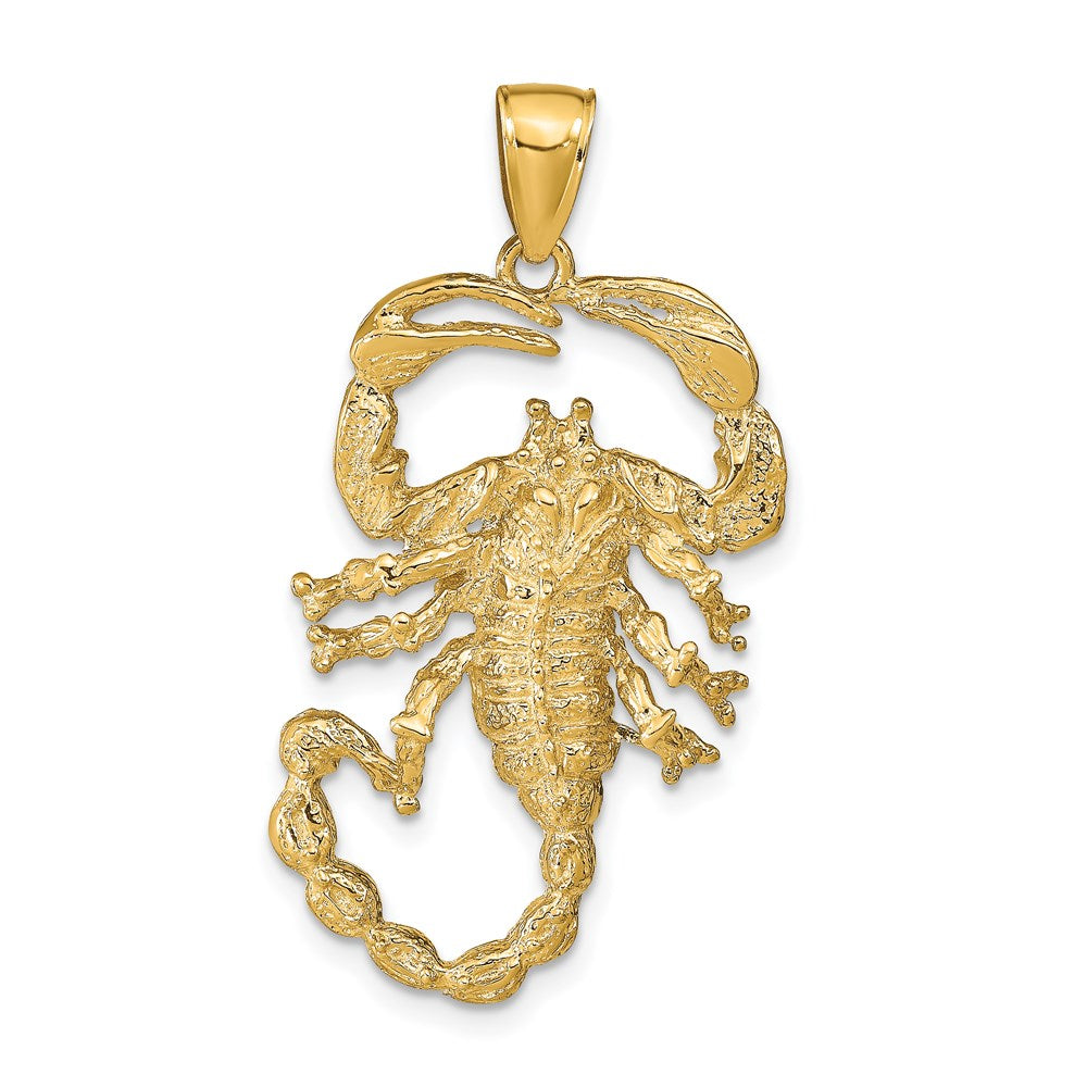 14k Yellow Gold 19 mm Solid Polished Open-Backed Scorpion Pendant (4.88 grams)