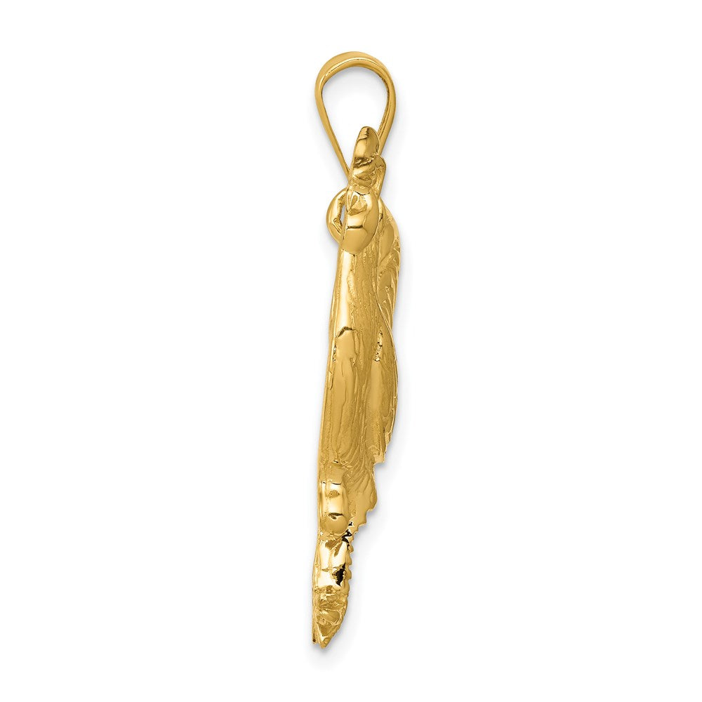 14k Yellow Gold 26 mm Solid Polished Open-Backed Rooster Pendant (4.09 grams)