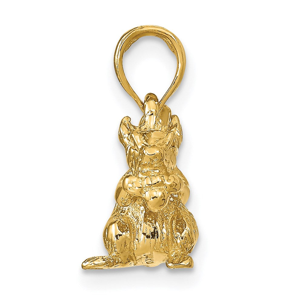 14k Yellow Gold 12 mm Solid 3-D Squirrel with Nut Charm (3.53 grams)