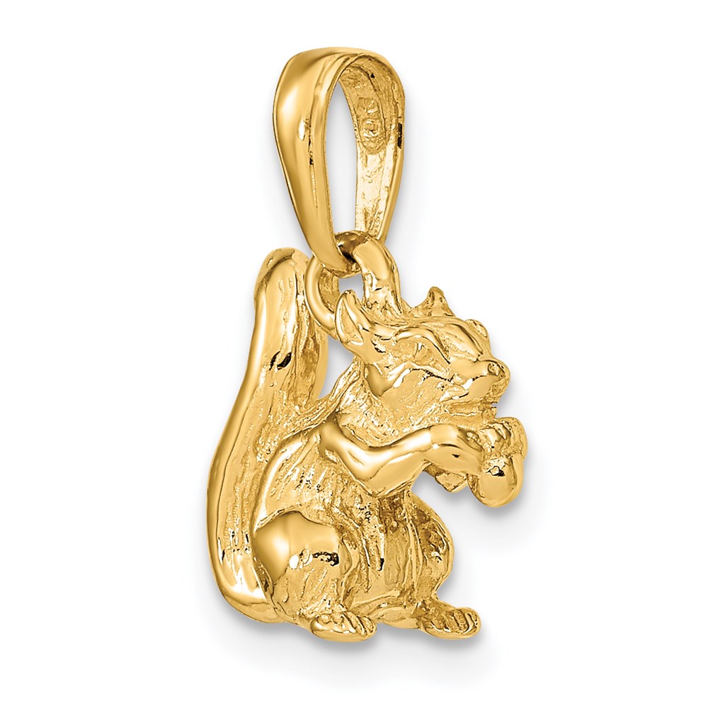 14k Yellow Gold 12 mm Solid 3-D Squirrel with Nut Charm (3.53 grams)