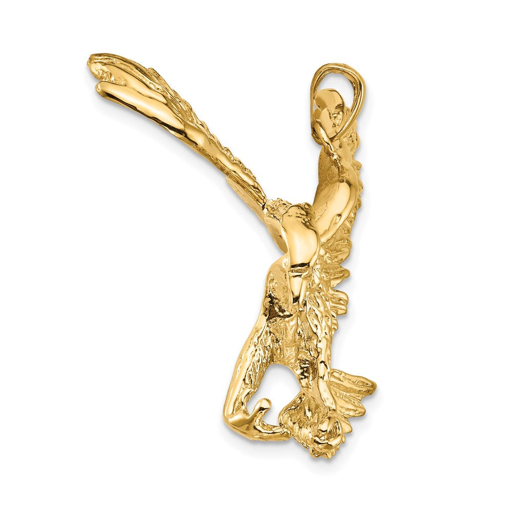 14k Yellow Gold 49 mm Solid Polished Eagle Pendant (12.85 grams)