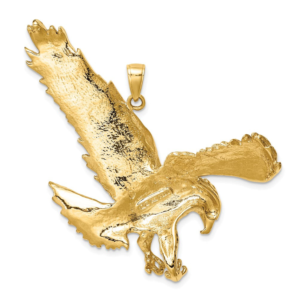 14k Yellow Gold 49 mm Solid Polished Eagle Pendant (12.85 grams)