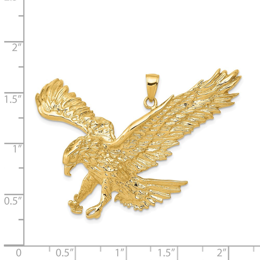 14k Yellow Gold 49 mm Solid Polished Eagle Pendant (12.85 grams)
