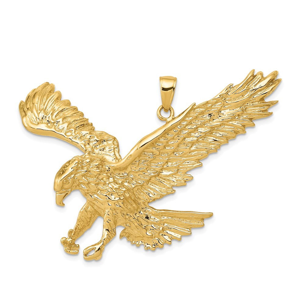 14k Yellow Gold 49 mm Solid Polished Eagle Pendant (12.85 grams)