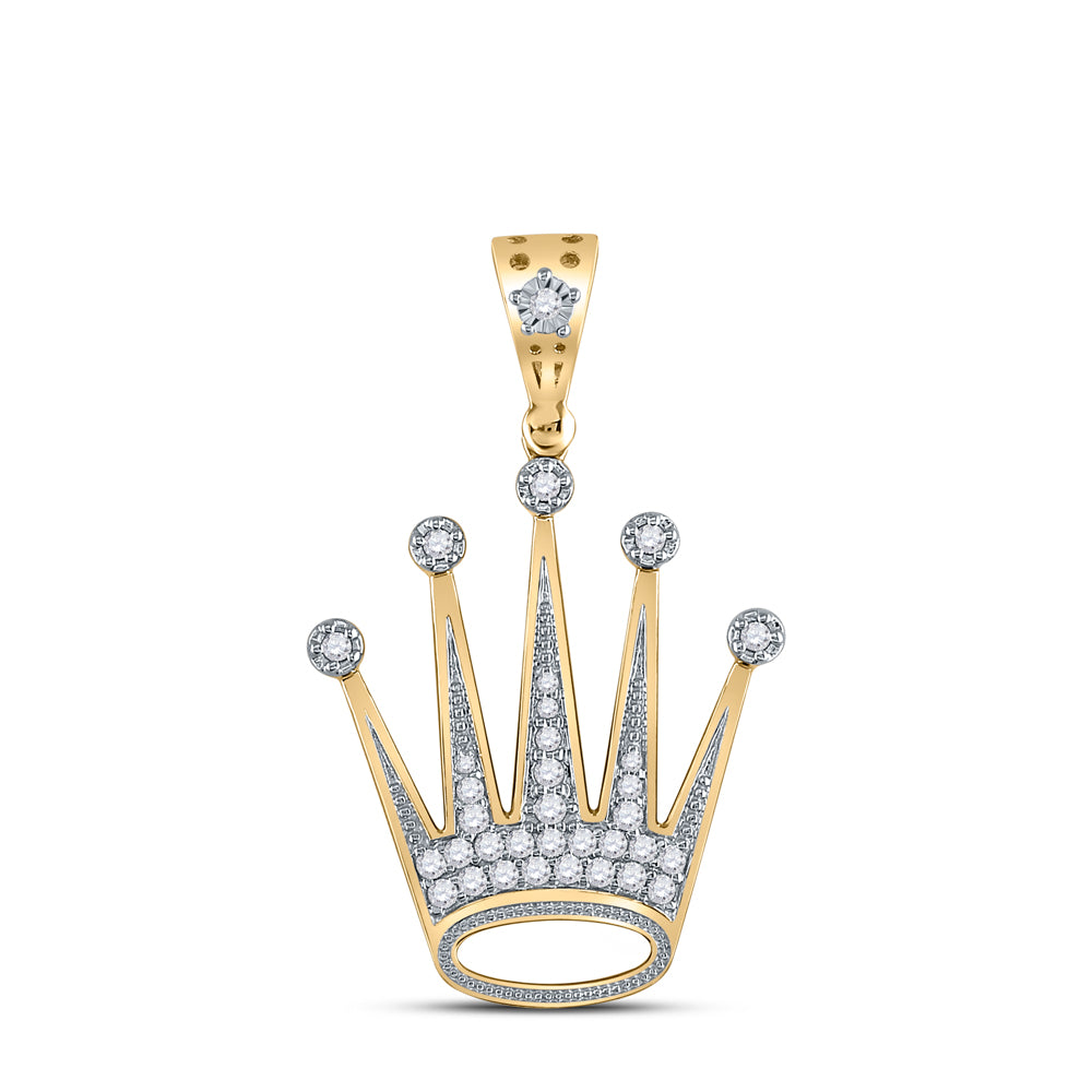 14Kt Yellow Gold 1/2 Ct-Dia Cn Crown Mens Charm (4.09 grams)