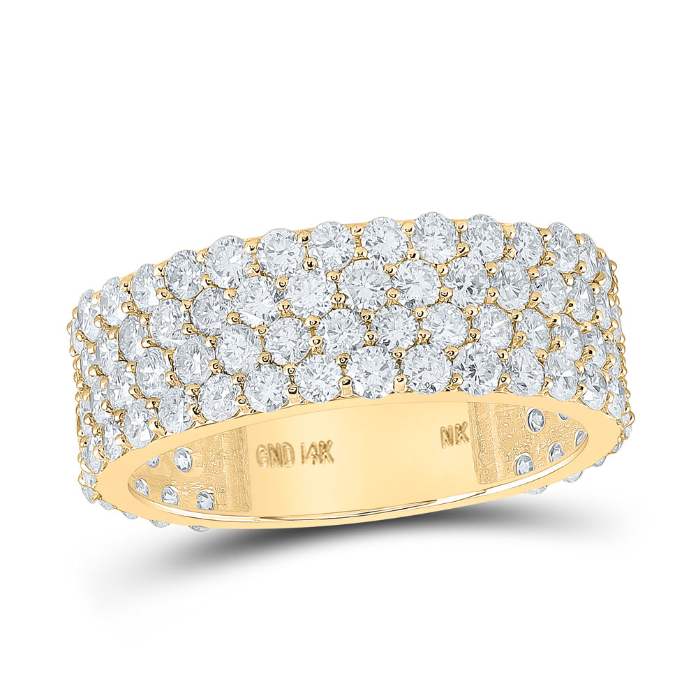 14Kt Yellow Gold 4 1/4Ctw Diamond 4 Row Mens Band