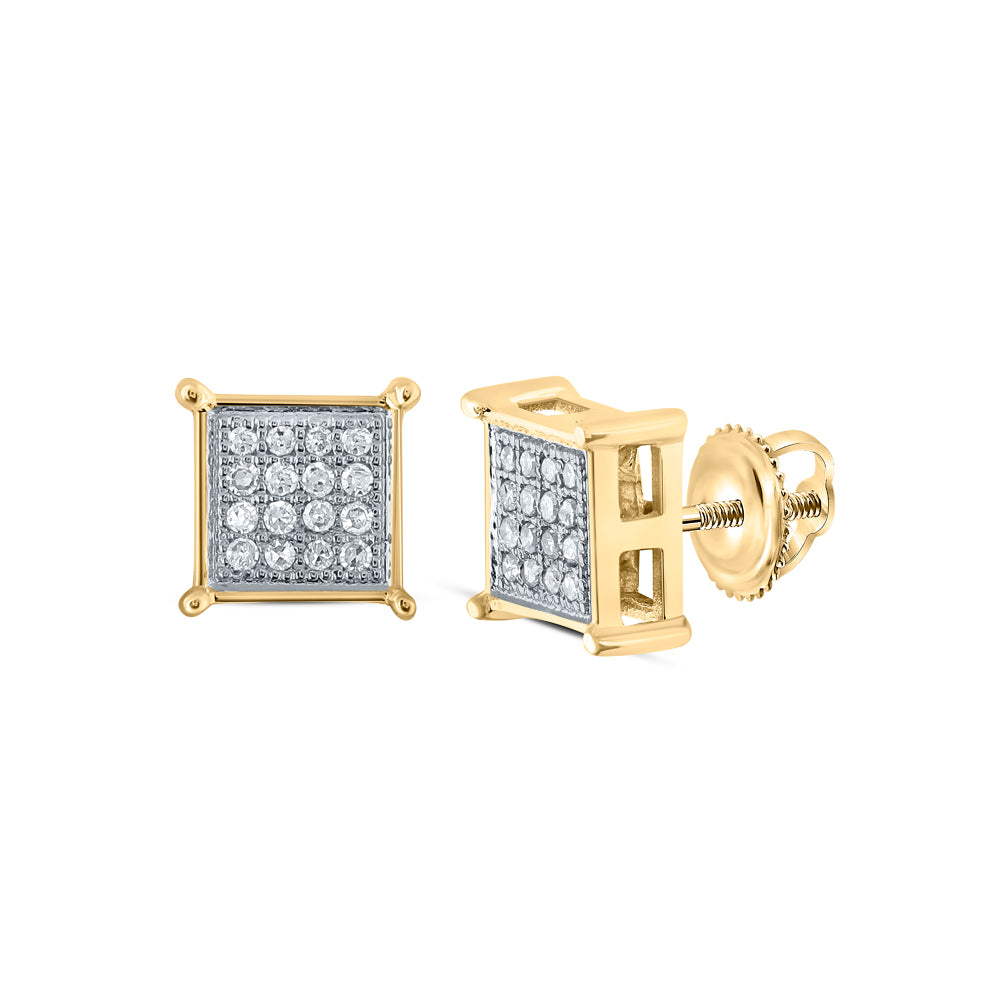 14Kt Yellow Gold 1/10Ct-Dia P3 Gift Square Earring (1.34 grams)