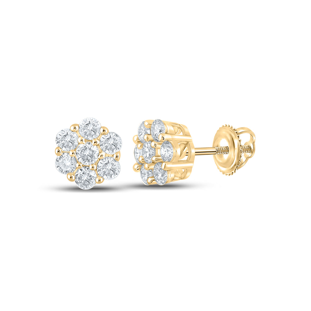 1/2Ctw-Dia Nk 7 Stone Flower Earring (1.1 grams)