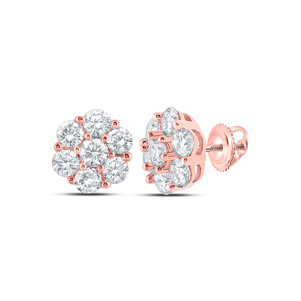 7/8Ctw-Dia Nk 7 Stone Flower Earring (1.41 grams)