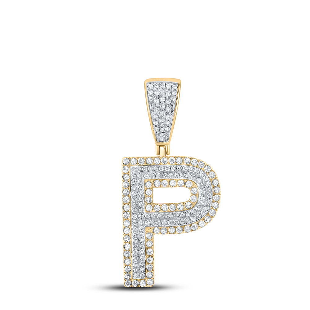 3/4Ctw-Dia Cn Initial "P" Mens Charm (4.39 grams)