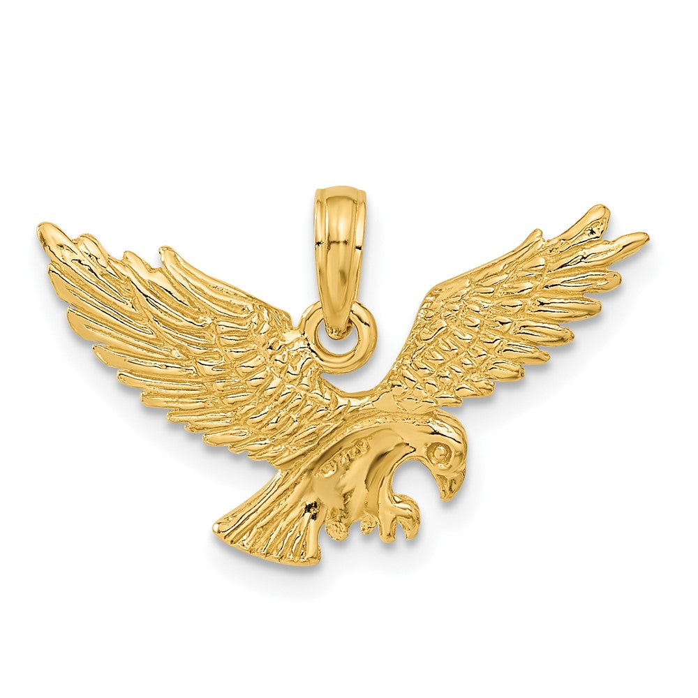 14k Yellow Gold 26 mm Solid Polished Eagle Landing Pendant (1.87 grams)