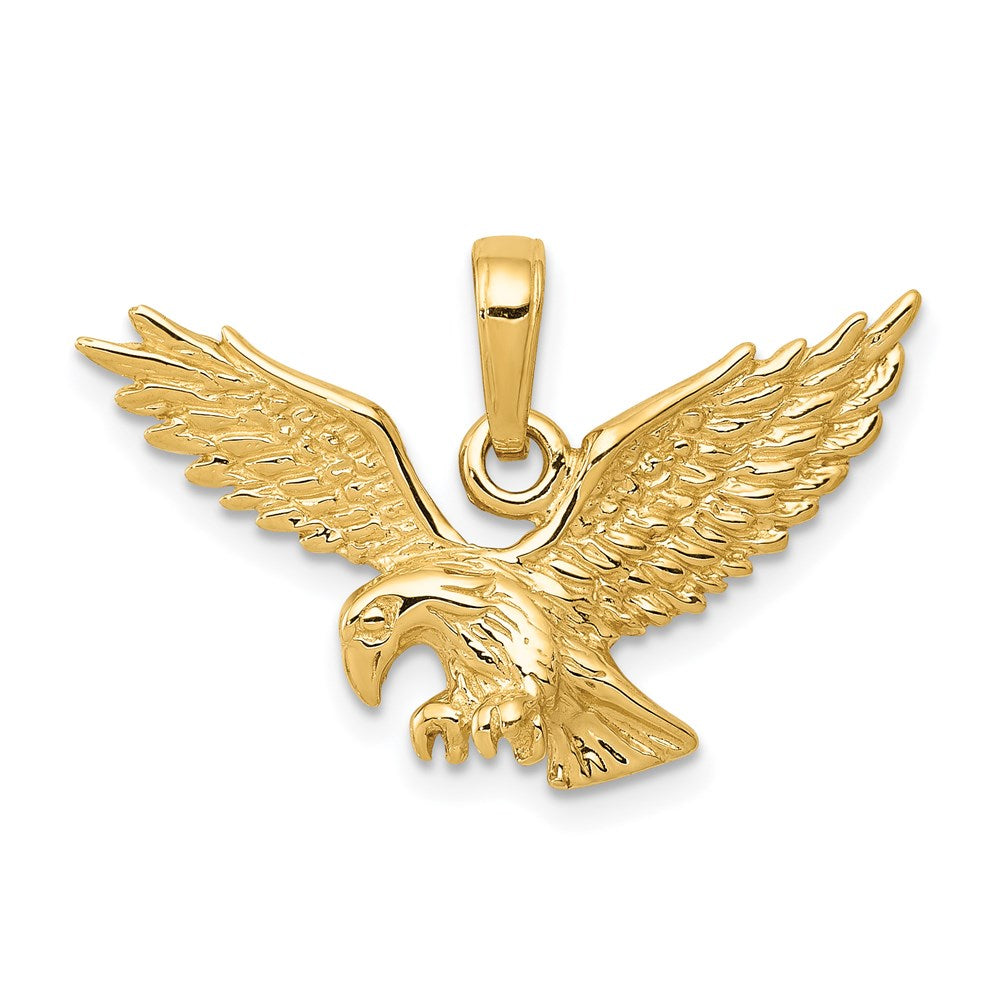 14k Yellow Gold 26 mm Solid Polished Eagle Landing Pendant (1.87 grams)