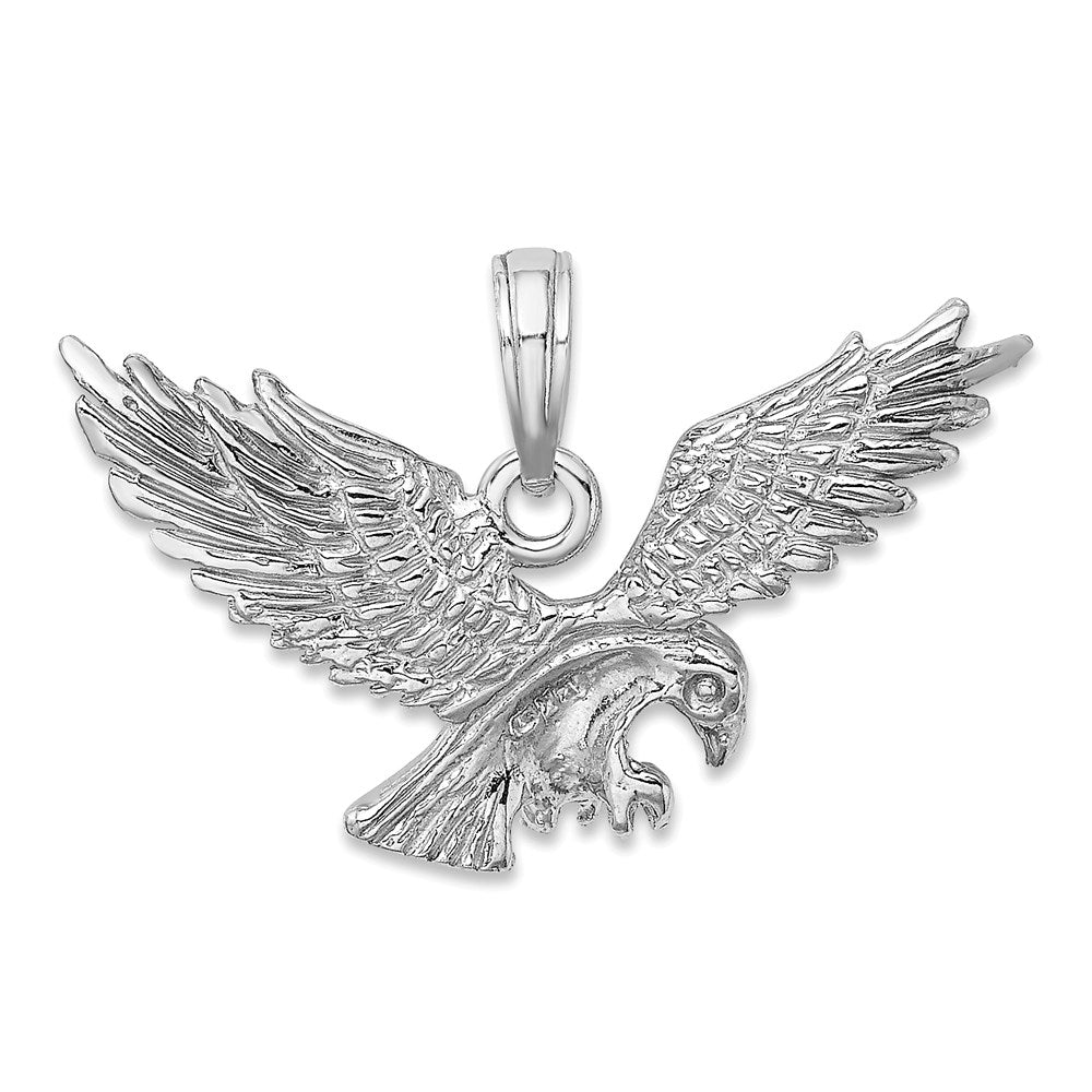 14k White Gold 26 mm  Textured Eagle Landing Charm (1.84 grams)