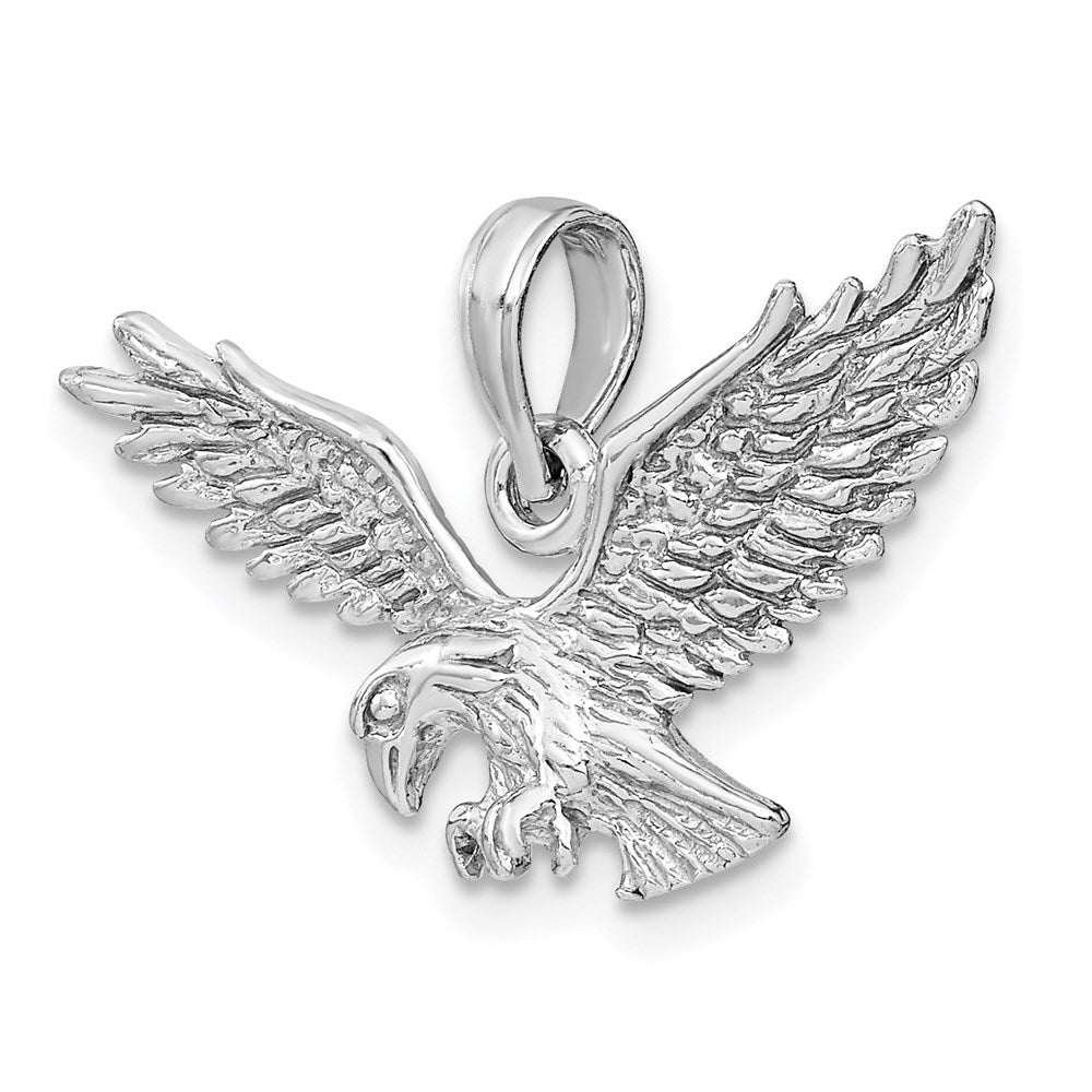 14k White Gold 26 mm  Textured Eagle Landing Charm (1.84 grams)