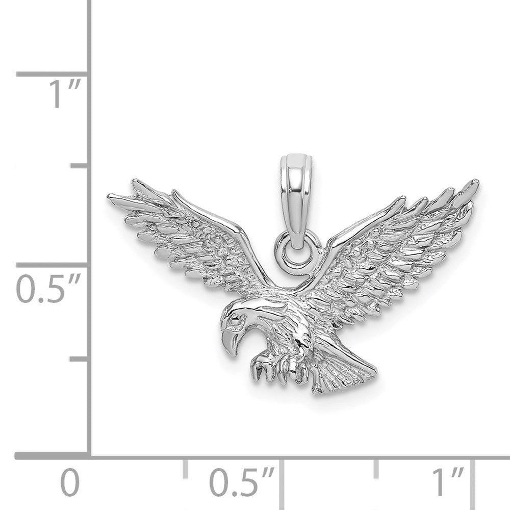14k White Gold 26 mm  Textured Eagle Landing Charm (1.84 grams)