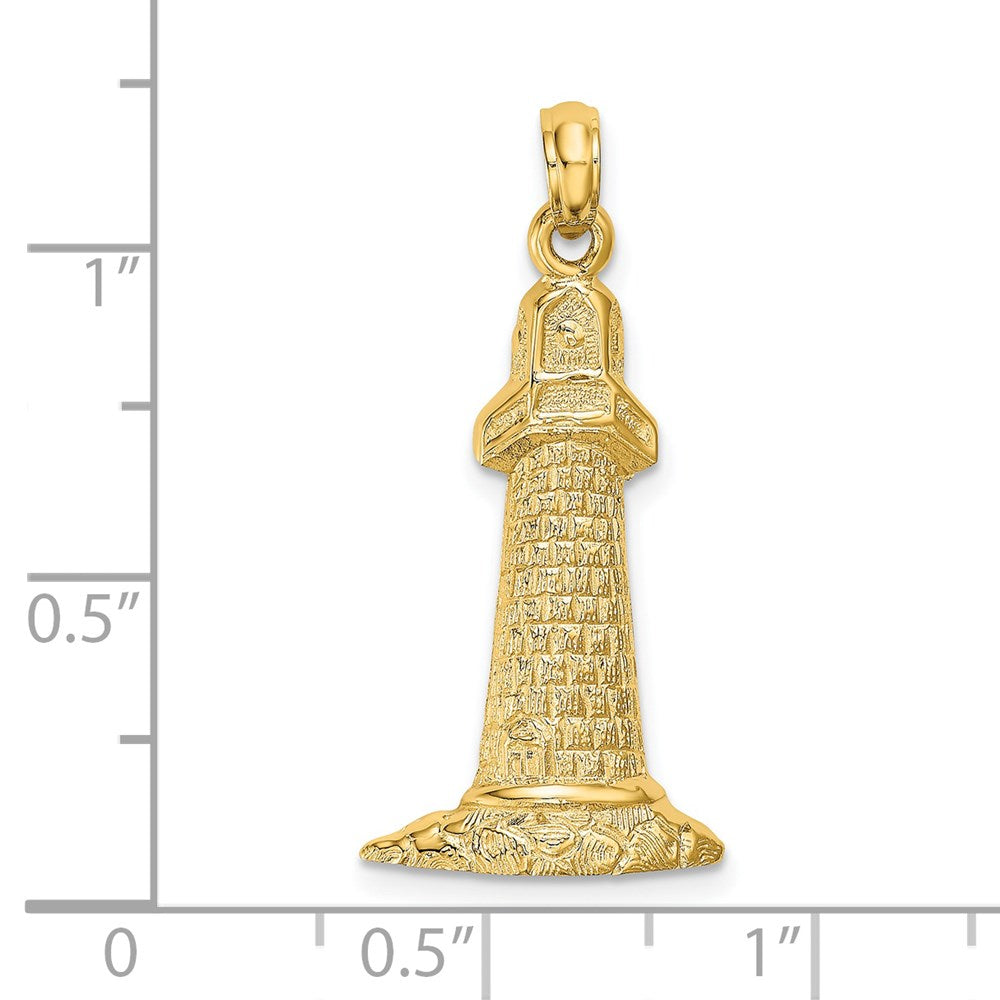 14k Yellow Gold 14 mm Lighthouse Charm (2.05 grams)