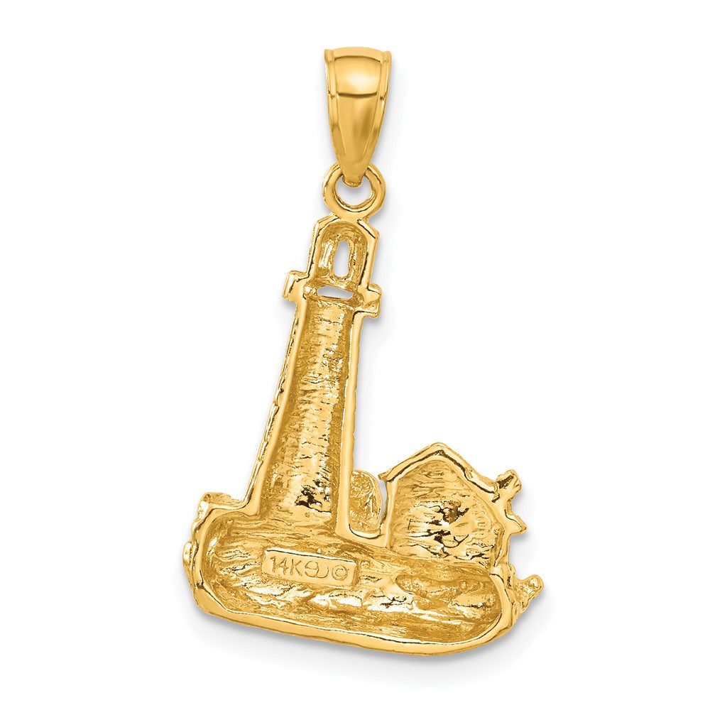 14k Yellow Gold 18 mm Lighthouse Pendant (3.43 grams)