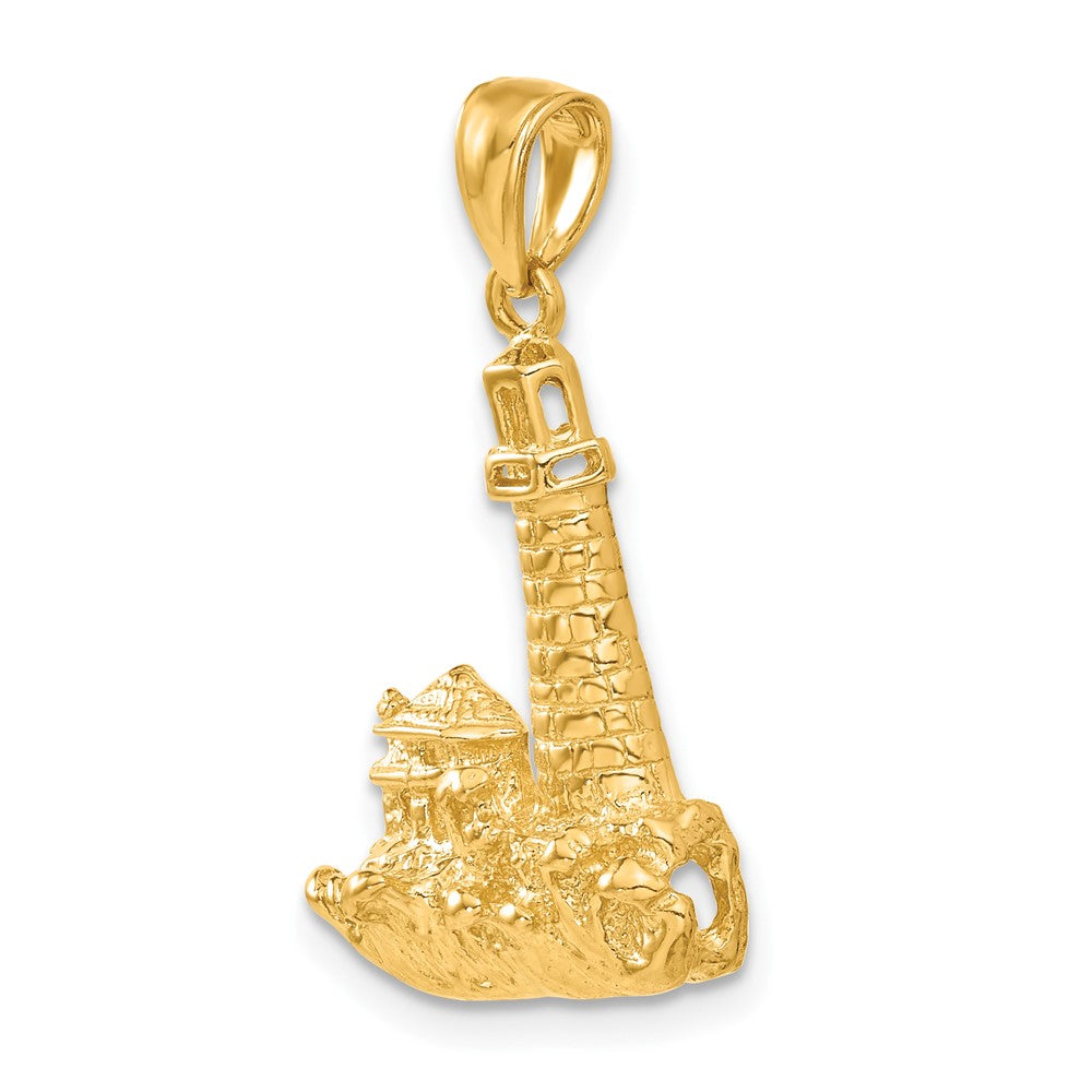 14k Yellow Gold 18 mm Lighthouse Pendant (3.43 grams)