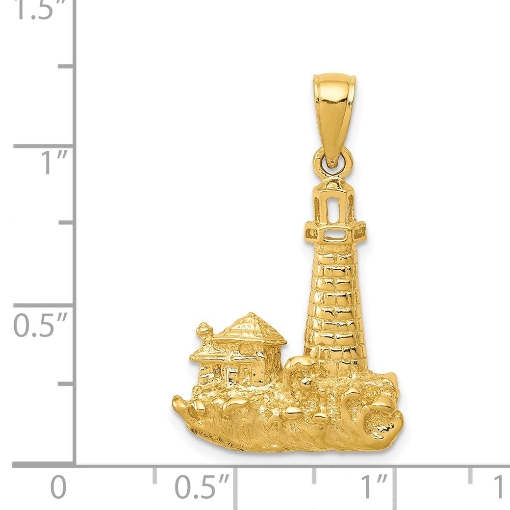 14k Yellow Gold 18 mm Lighthouse Pendant (3.43 grams)