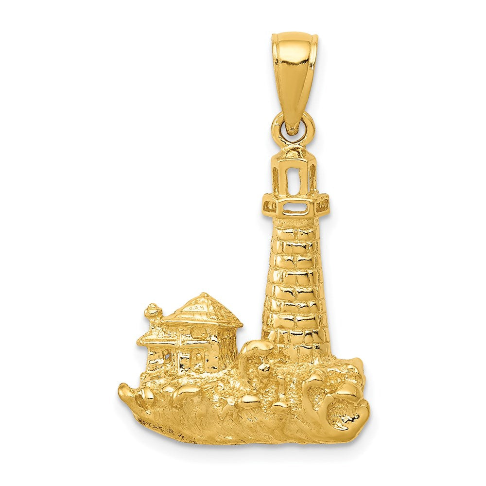 14k Yellow Gold 18 mm Lighthouse Pendant (3.43 grams)