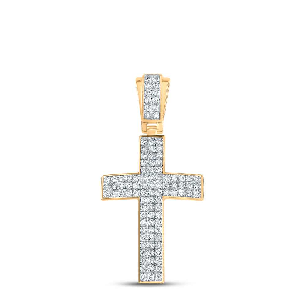 10Kt Yellow Gold 1Ctw-Dia Nk Cross Mens Charm (5.22 grams)