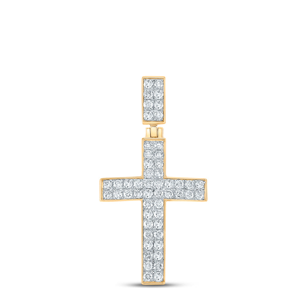 10Kt Yellow Gold 1Ctw-Dia Nk Cross Mens Charm (2.63 grams)