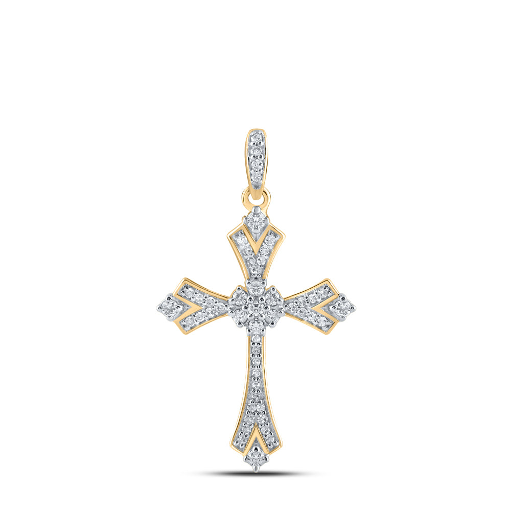 10Kt Yellow Gold 1/5Ctw-Dia Nk Cross Pendant (1.4 grams)